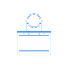Furniture Makeup Vanity Dressing Table Ikea Hemnes Dressing Table Round Mirror Sketch Style Svg Vector, Free Vectors File